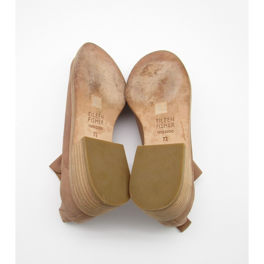 Eileen Fisher Nude Brown Soft Nubuck Leather Ankle Booties Womens Sz 7.5 - Picture 9 of 9